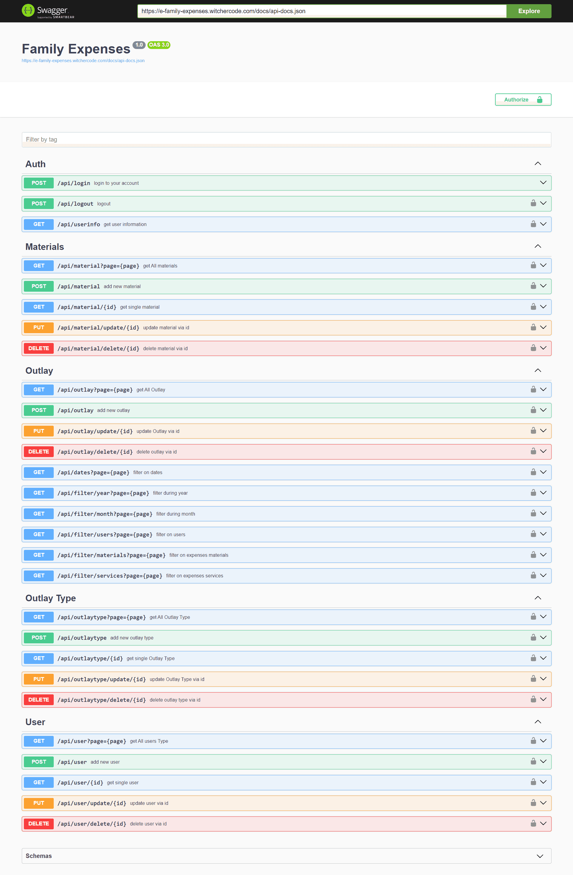 e-family expenses API